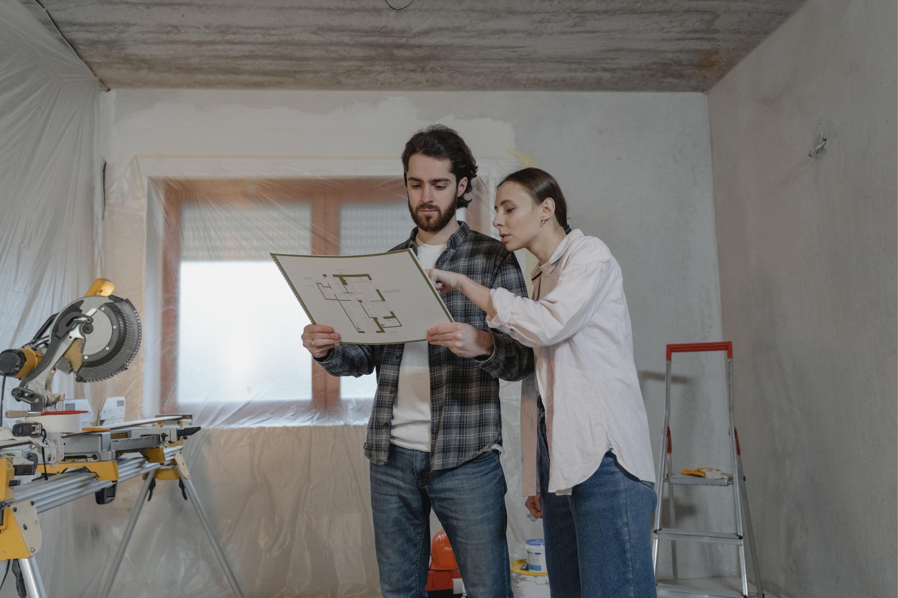 A homeowner and a matched contractor reviewing a project